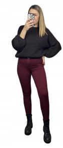 Spodnie damskie bordo bordowe wysoki stan rurki skinny Goodies