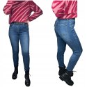 Spodnie jeans damskie boyfriend niebieskie pasek wysoki stan M.Sara M