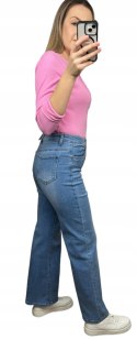 Spodnie jeansowe damskie wide leg niebieskie długa nogawka Goodies S