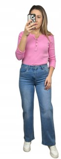 Spodnie jeansowe damskie wide leg niebieskie długa nogawka Goodies S