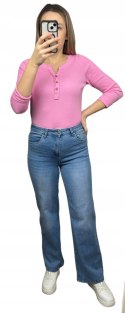 Spodnie jeansowe damskie wide leg niebieskie długa nogawka Goodies S