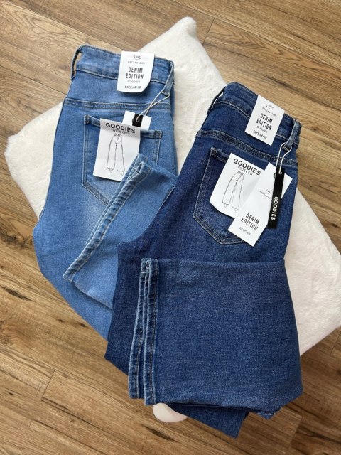Spodnie jeansowe damskie wide leg niebieskie długa nogawka Goodies S Spodnie jeansowe damskie wide leg niebieskie długa nogawka Goodies S
