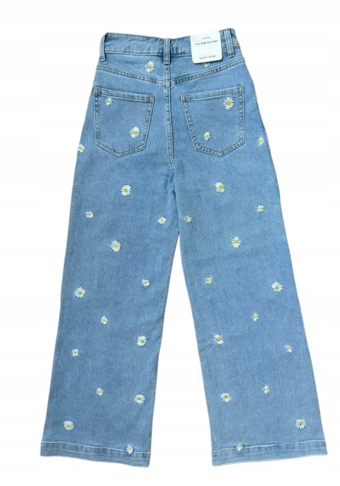 Jeansy spodnie damskie szerokie wide leg stokrotki haft jeans Marivy M 38 Jeansy spodnie damskie szerokie wide leg stokrotki haft jeans Marivy M 38