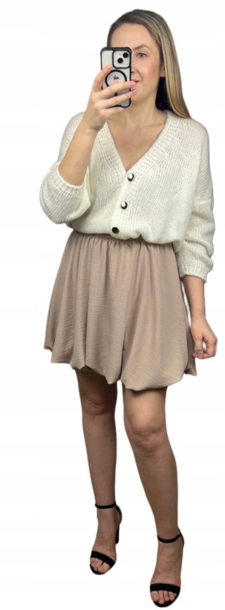 Krótka spódnica bombka beżowa beż luźna New Collection S M L
