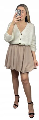 Krótka spódnica bombka beżowa beż luźna New Collection S M L