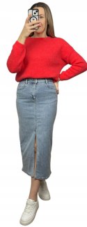 Laulia jeansowa spódnica ołówkowa midi z rozcięciem błękitna jeans L 40