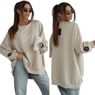 Luźna bluza oversize bawełniana beżowa beż MUCHA Me Gusta