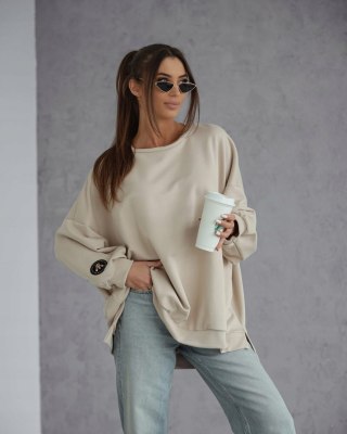 Luźna bluza oversize bawełniana beżowa beż MUCHA Me Gusta