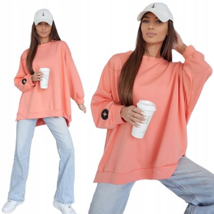 Luźna bluza oversize bawełniana brzoskwiniowa pomarańcz MUCHA Me Gusta