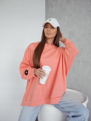 Luźna bluza oversize bawełniana brzoskwiniowa pomarańcz MUCHA Me Gusta