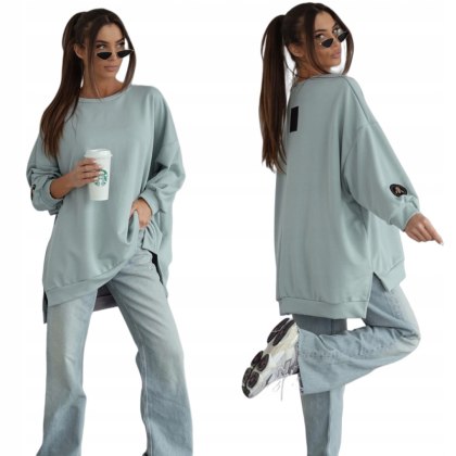Luźna bluza oversize bawełniana mięta miętowa MUCHA Me Gusta