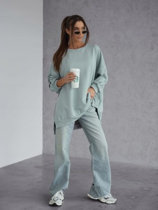 Luźna bluza oversize bawełniana mięta miętowa MUCHA Me Gusta