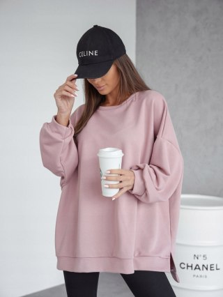 Luźna bluza oversize bawełniana różowa brudny róż MUCHA Me Gusta