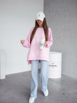 Luźna bluza oversize bawełniana różowa baby pink róż MUCHA Me Gusta