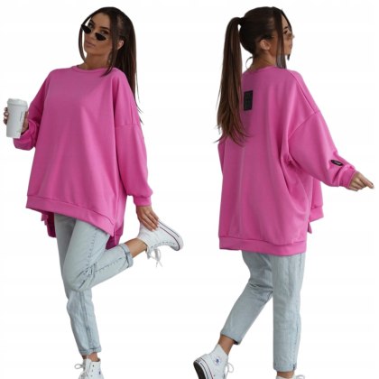 Luźna bluza oversize bawełniana różowa róż MUCHA Me Gusta