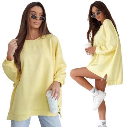 Luźna bluza oversize bawełniana żółta bananowa MUCHA Me Gusta