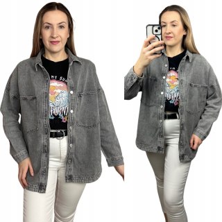 Luźna oversize kurtka katana koszula jeansowa dżinsowa szara Laulia S