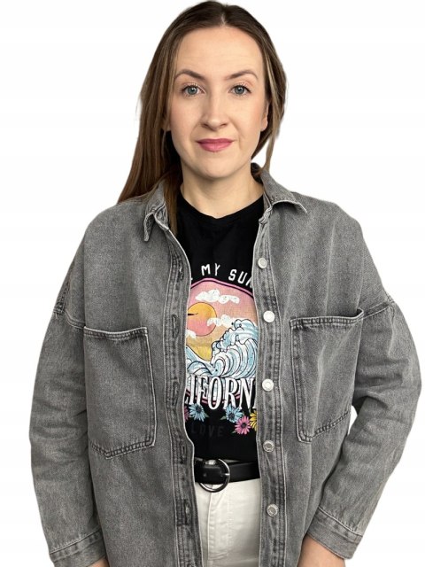 Luźna oversize kurtka katana koszula jeansowa dżinsowa szara Laulia XS Luźna oversize kurtka katana koszula jeansowa dżinsowa szara Laulia XS