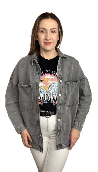 Luźna oversize kurtka katana koszula jeansowa dżinsowa szara Laulia S